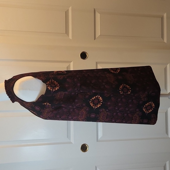 Signature Collection Boho Marrakesh Print Mock Neck Cold Shoulder Dress Size S - Picture 4 of 15